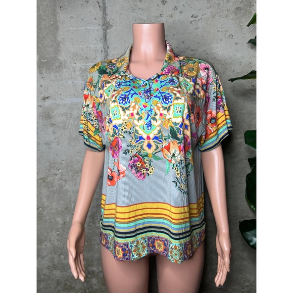 Johnny Was Hunter Floral Polo Sz. Medium - Picture 1 of 4